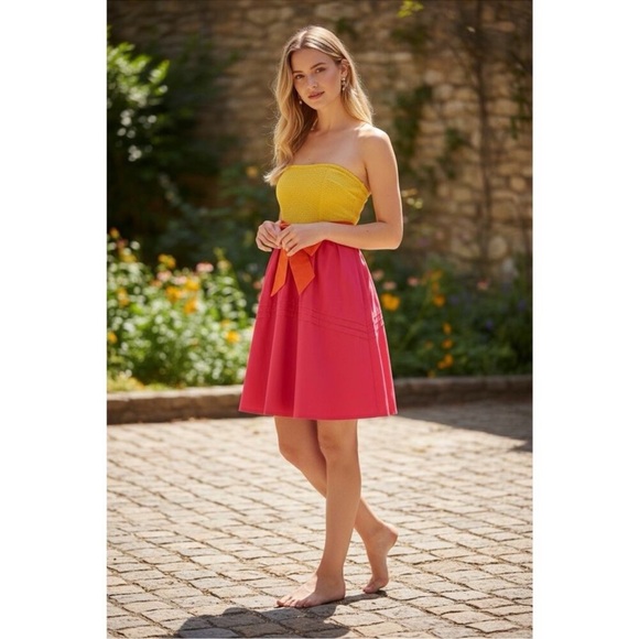 Anthropologie color-blocked strapless dress size 4 - Picture 3 of 8